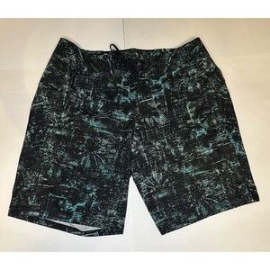 Lululemon Men’s Black Green Board Shorts Swim Trunks Drawstring Size 36